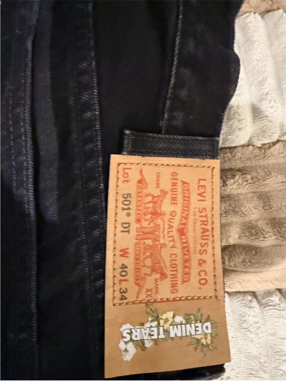 NWOT - Denim Tears/Levi's Men's size 40, Straight Jeans in Black Wash Denim